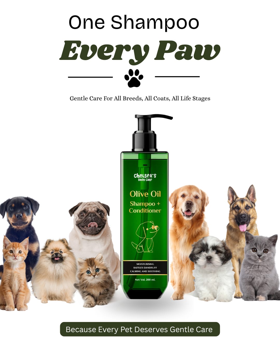 Chelsea’s Body Care Olive Oil Shampoo + Conditioner for Dogs