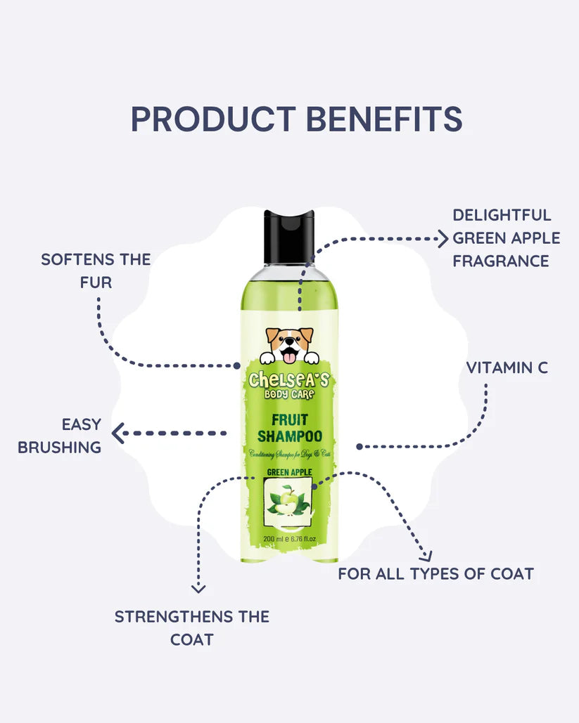 Green Apple Fruit Shampoo & Cologne Dog Perfume Spray Combo || 200ml + 100 ml