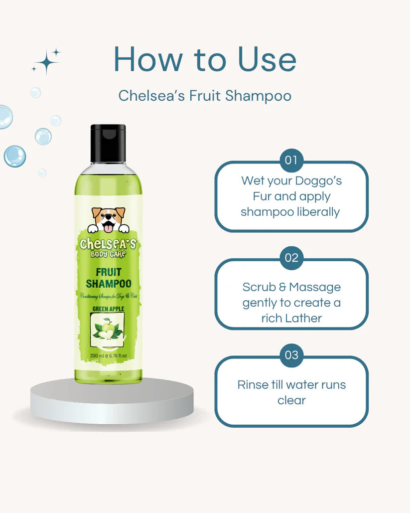 Green Apple Fruit Shampoo & Cologne Dog Perfume Spray Combo || 200ml + 100 ml
