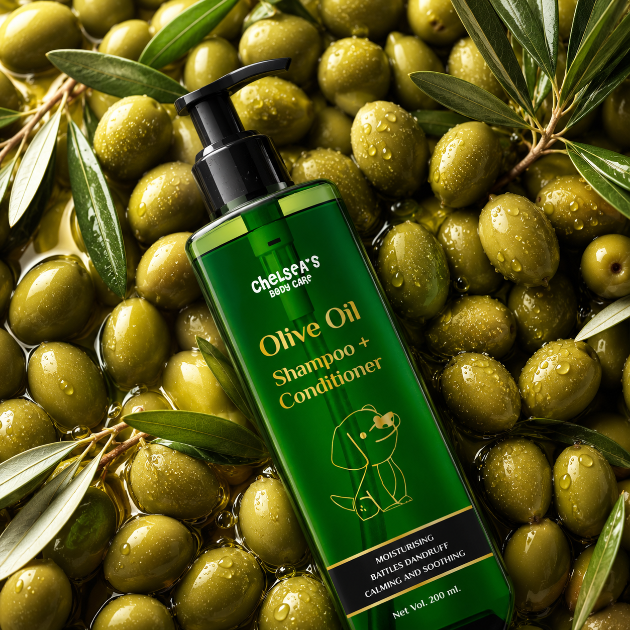 Chelsea’s Body Care Olive Oil Shampoo + Conditioner for Dogs