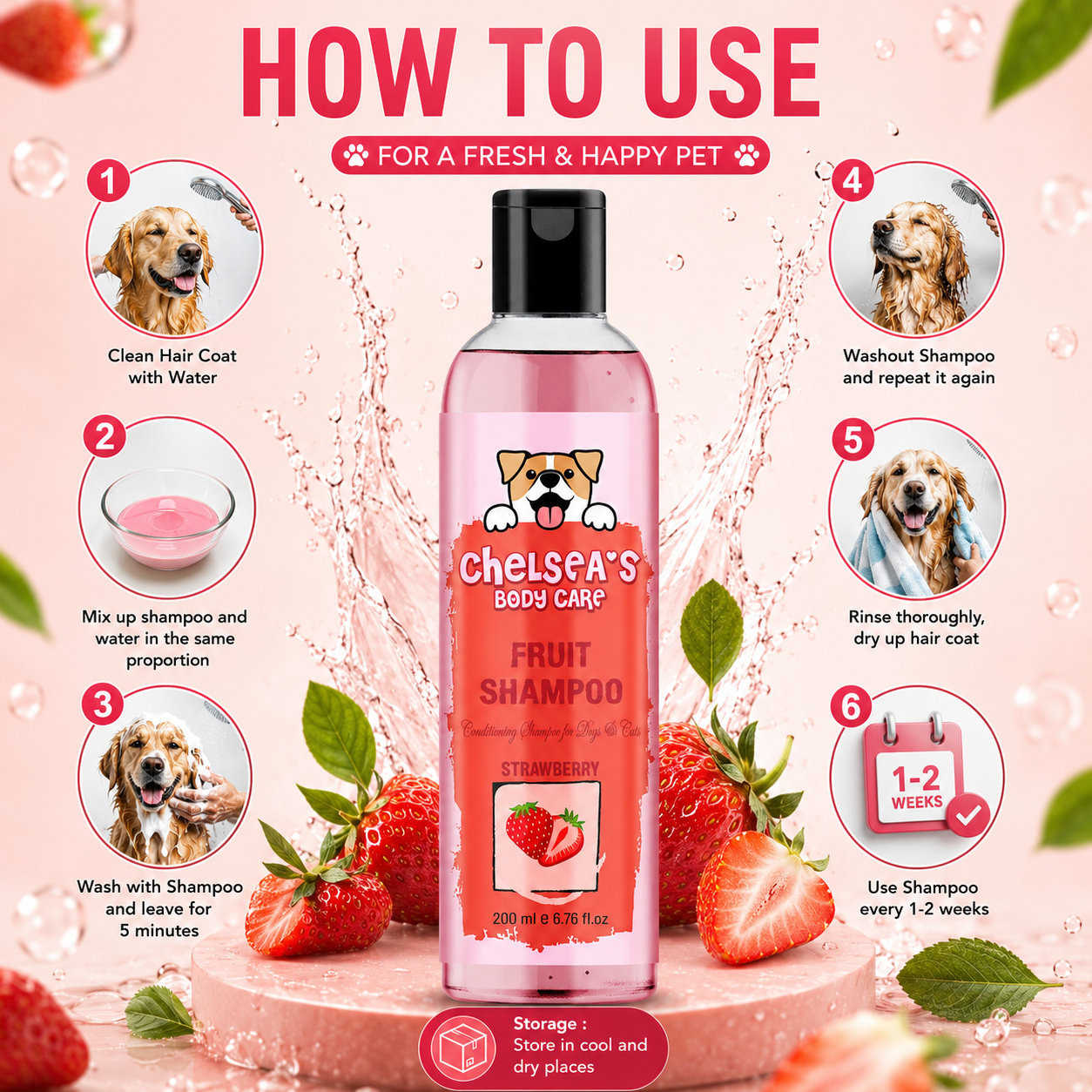 Dog Strawberry Shampoo - 200 ml