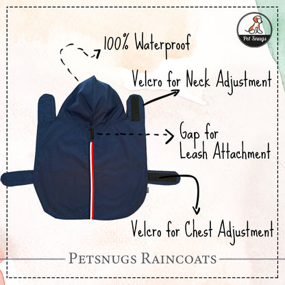 Navy Blue Raincoat for Dogs